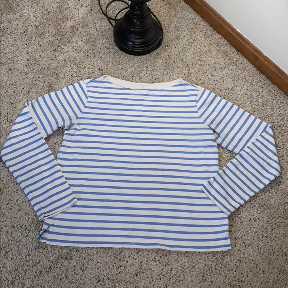 Uniqlo Blue and White Striped Long Sleeve Tee